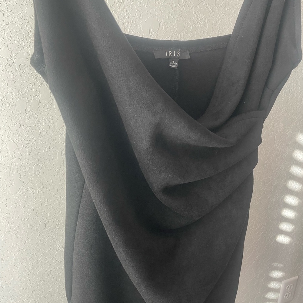 Iris Black Faux Suede Mini Dress - Picture 4 of 6